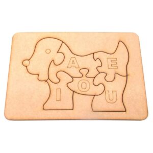 Rompecabezas didacticos 20x30 cm. MDF 3mm - N° 3 Vocales perro