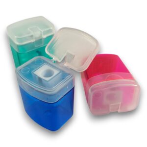Sacapuntas con deposito contenedor plastico colores