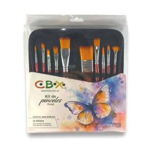 Set de pinceles sinteticos CBX Rose con estuche x10u