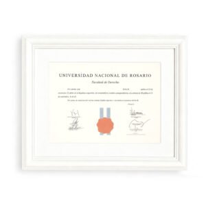 Marco diploma tamaño A3 30x42cm varilla batea 4cm passepartout 5cm Blanco