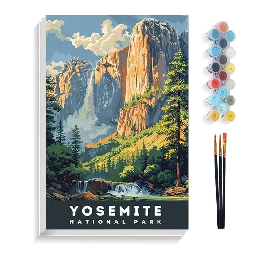 Pintura por numeros kit bastidor 20x30 con pinturas - Yosemite