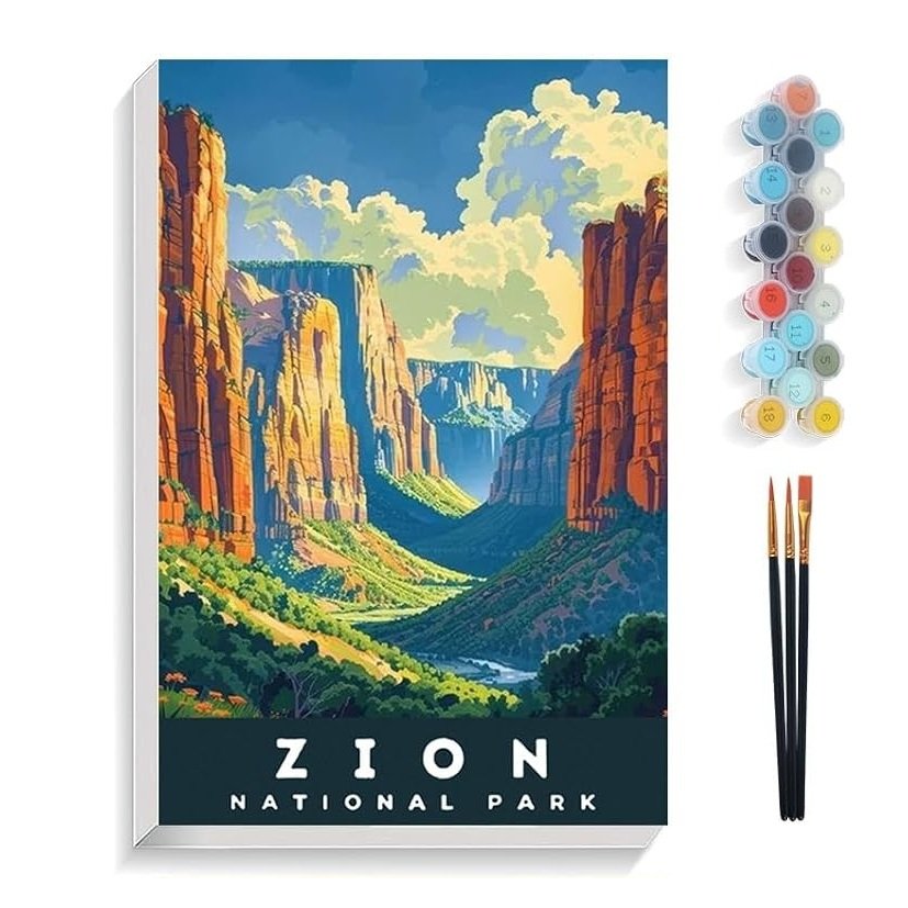 Pintura por numeros kit bastidor 20x30 con pinturas - Zion