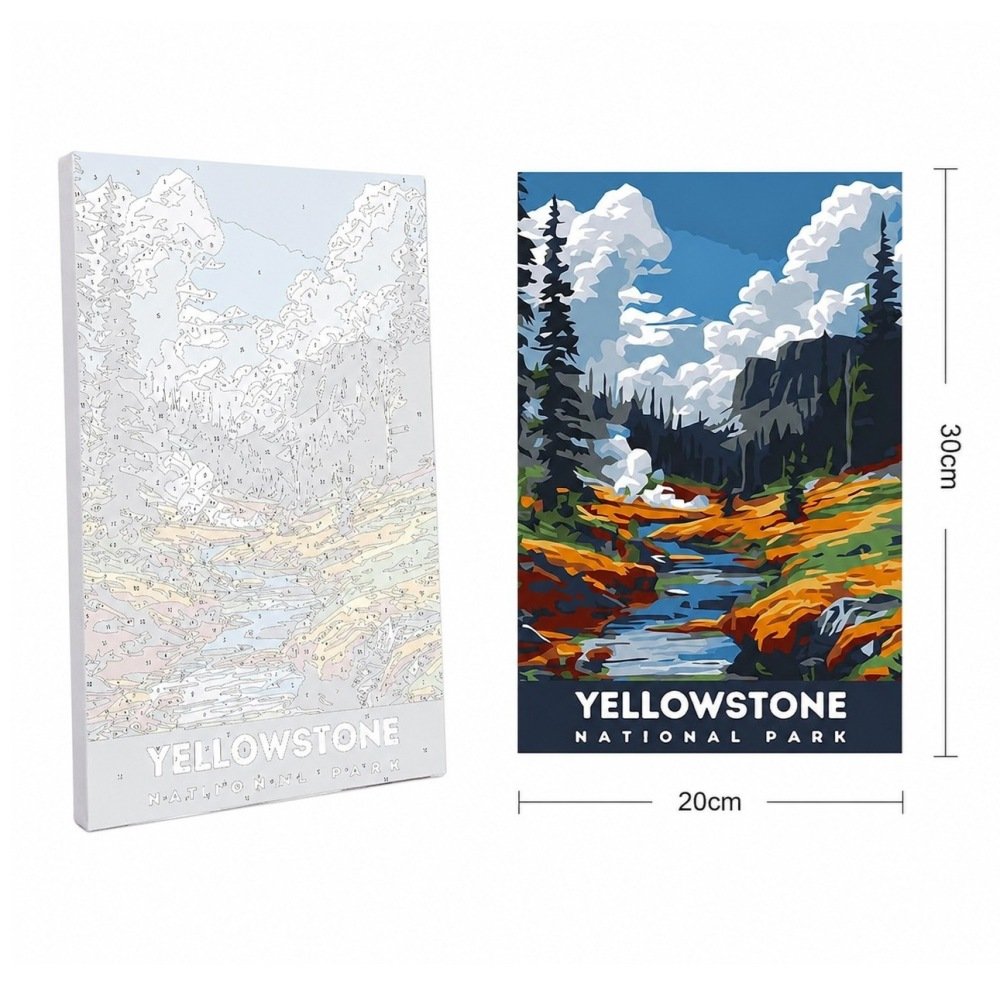 Pintura por numeros kit bastidor 20x30 con pinturas - Yellowstone - Imagen 2