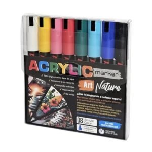 Set marcadores acrilico Plantec Art Nature x8 u. punta media colores tradicionales